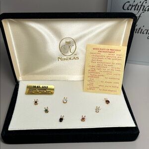House of Nikolas - Seven Genuine Precious Jewels in14kt Gold Pendant Drops